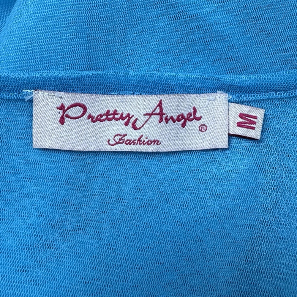 Pretty Angel Tank Top Sz M Silk Mesh Y2K Sheer Sequined Fairy Feminine Bling - Picture 3 of 12